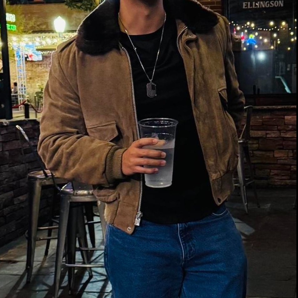 Vintage leather bomber jacket